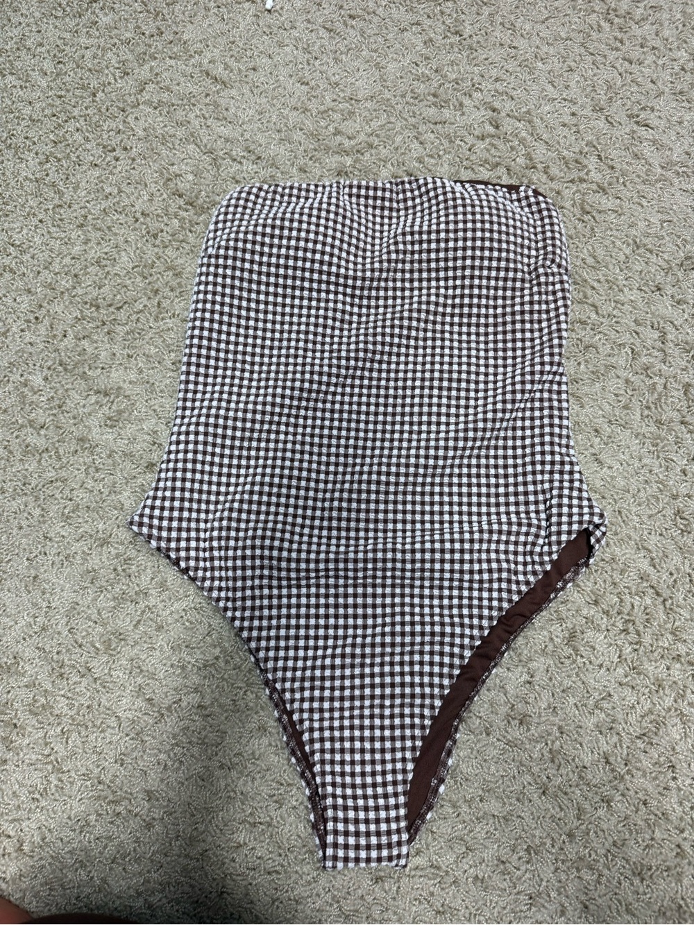 NWT Abercrombie and Fitch brown and white gingham bathing suit - size medium